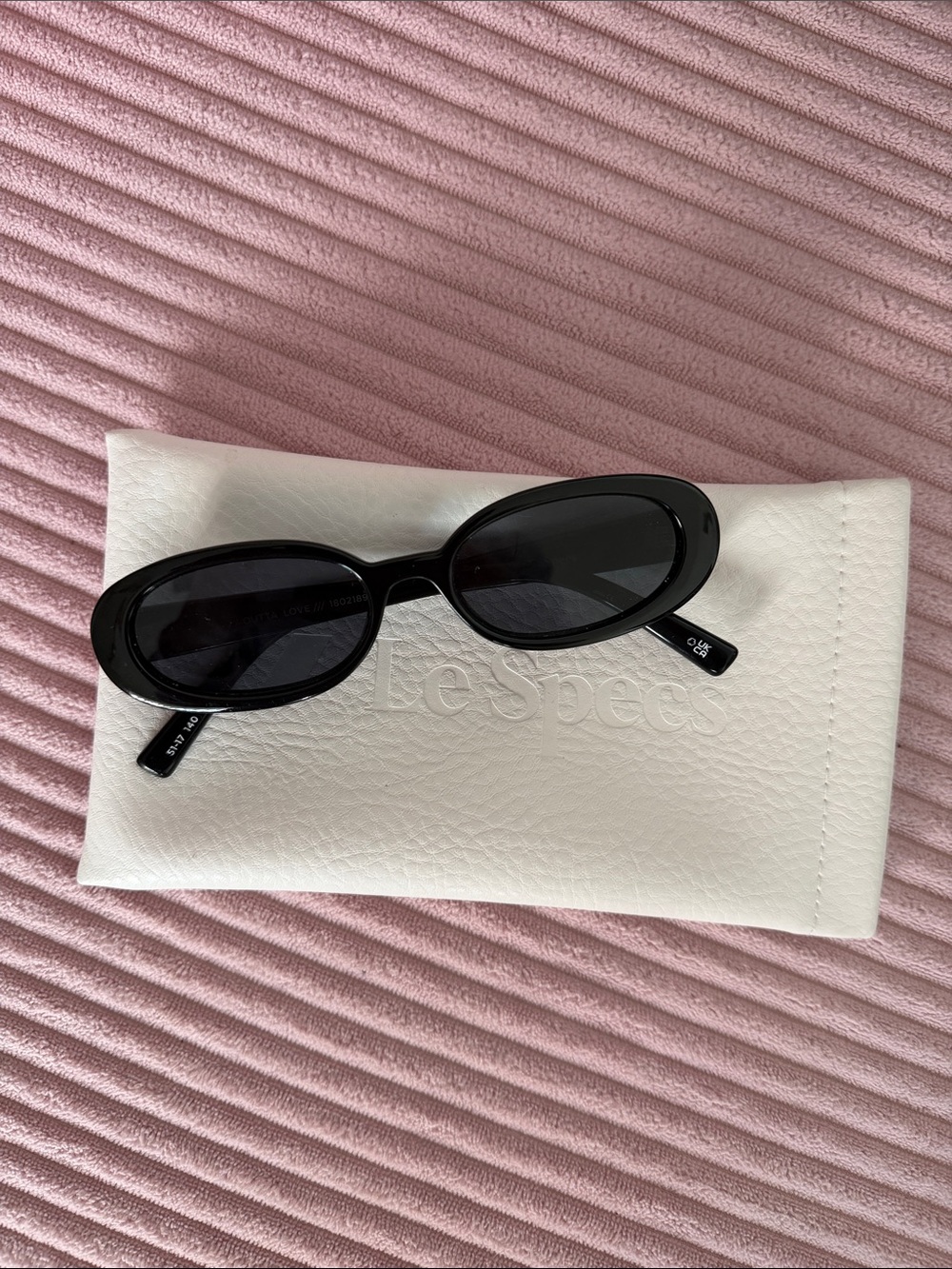 Le Specs Black Oval Sunglasses with Dark Lenses